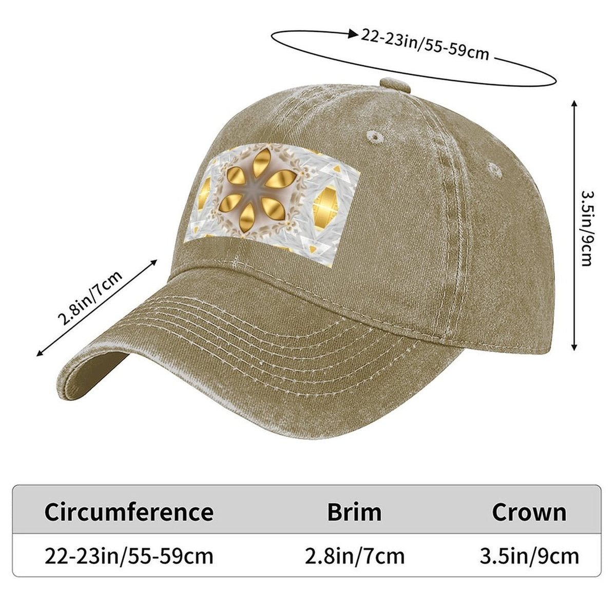 Golden Design Cotton Vintage Washed Denim Baseball Cap (Made in USA)