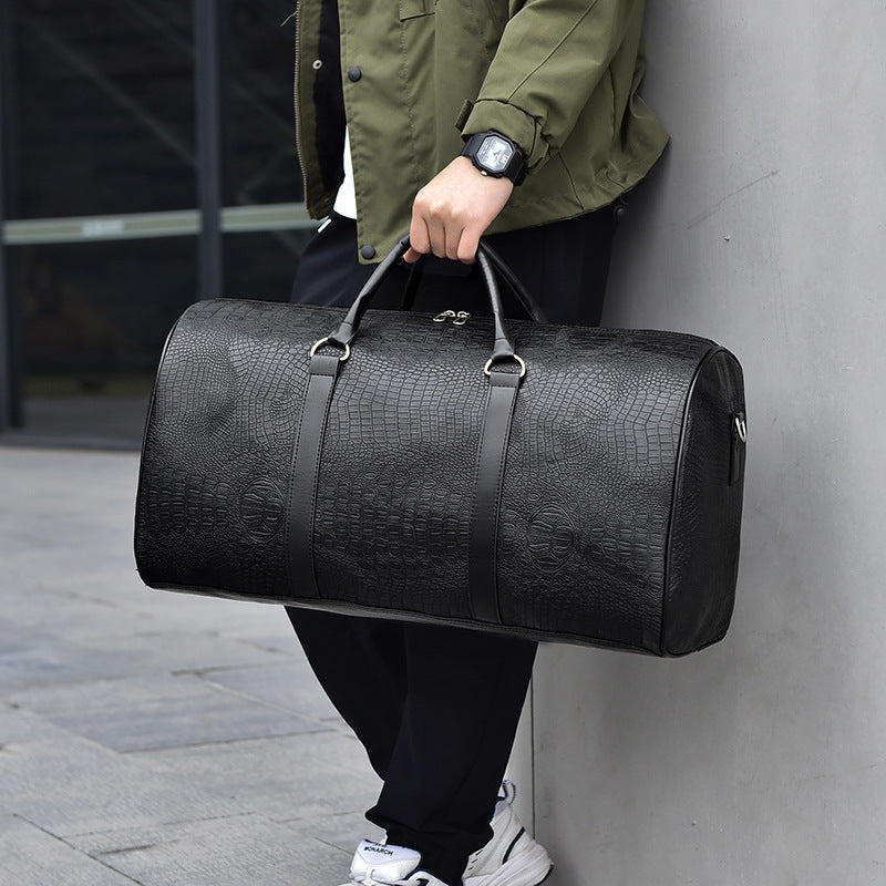 Men's Fashion Personalized Outdoor Sports Crocodile Pattern Travel Bag