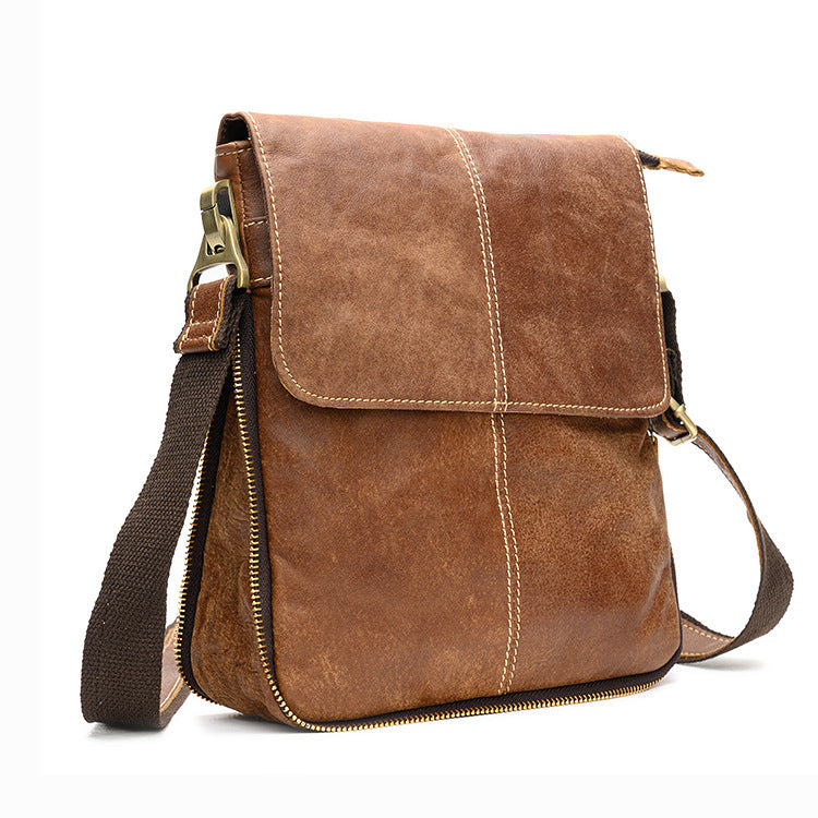 Men's Leather First Layer Cowhide Messenger Bag