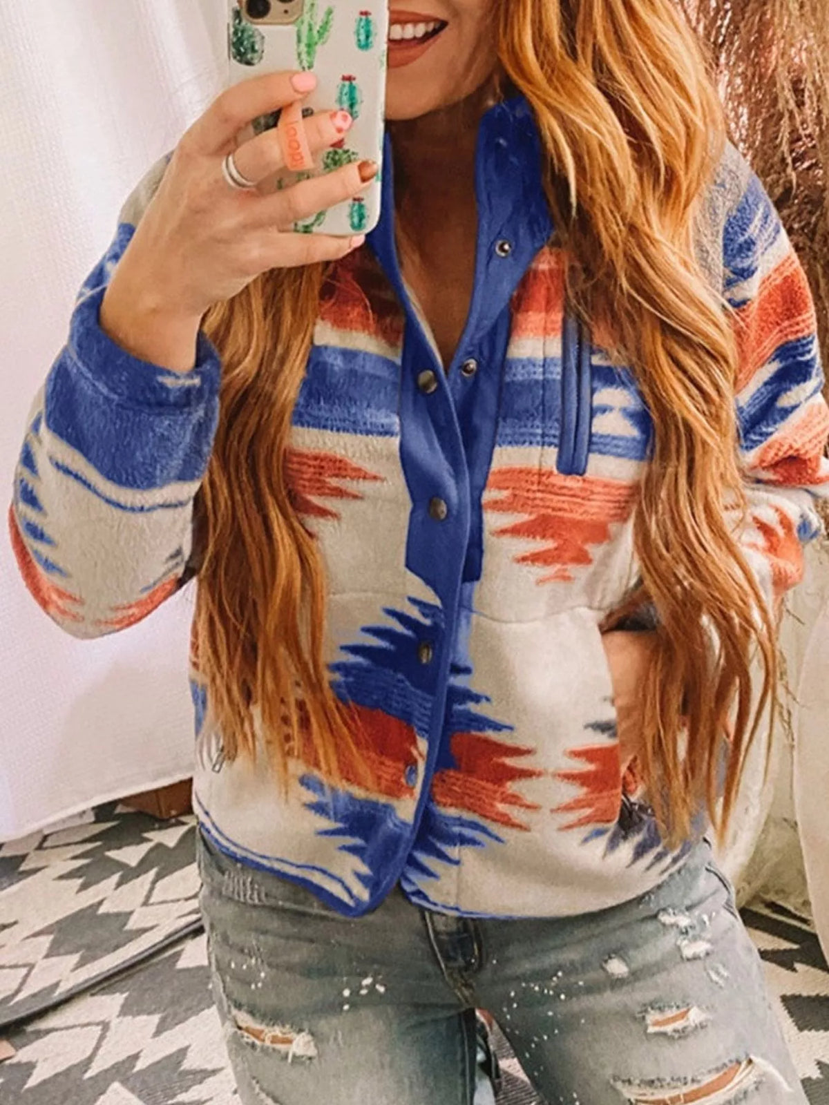Geometric Snap Down Jacket