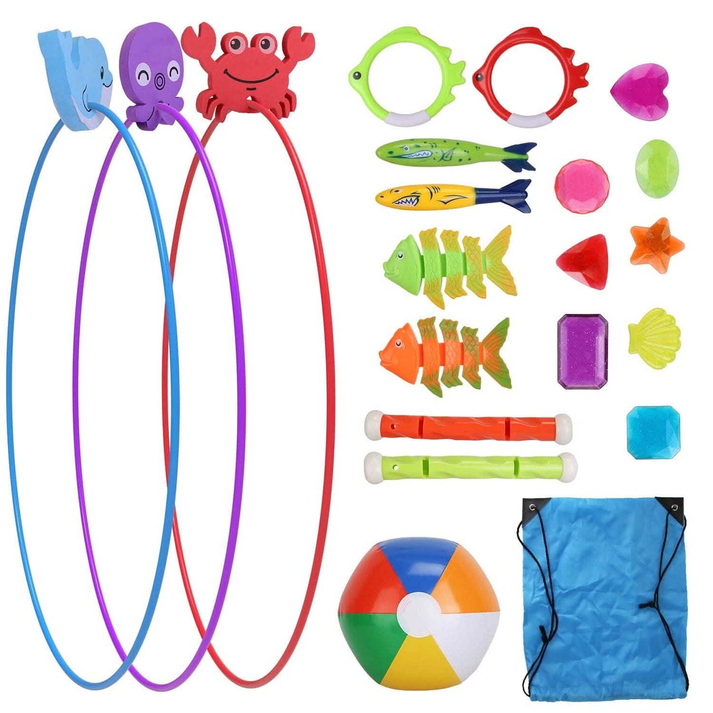24-Pieces: Diving Toys Swimming Pool for Aged 3+ Years Old