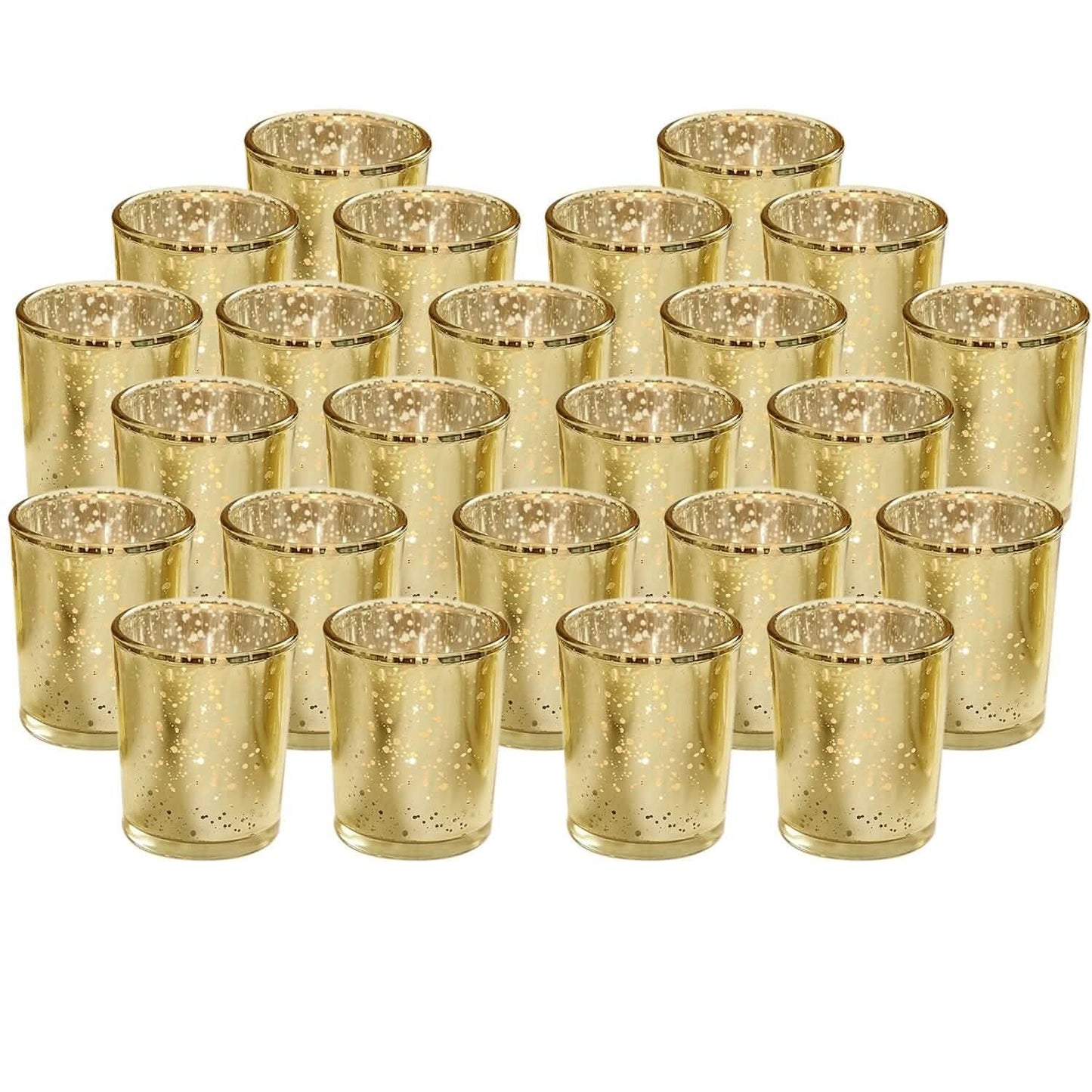 24-Pieces Gold Votive Tealights Candle Holder Mercury Glass