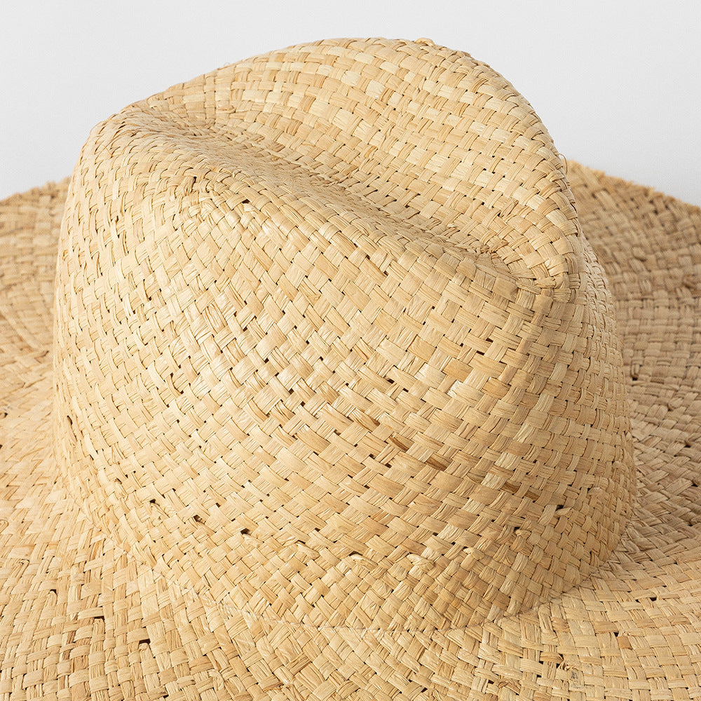 Spring And Summer Fashion Casual Simple Nude Double-layer Hand-knitted Raffia Big Brim Beach Sun Protection Straw Hat