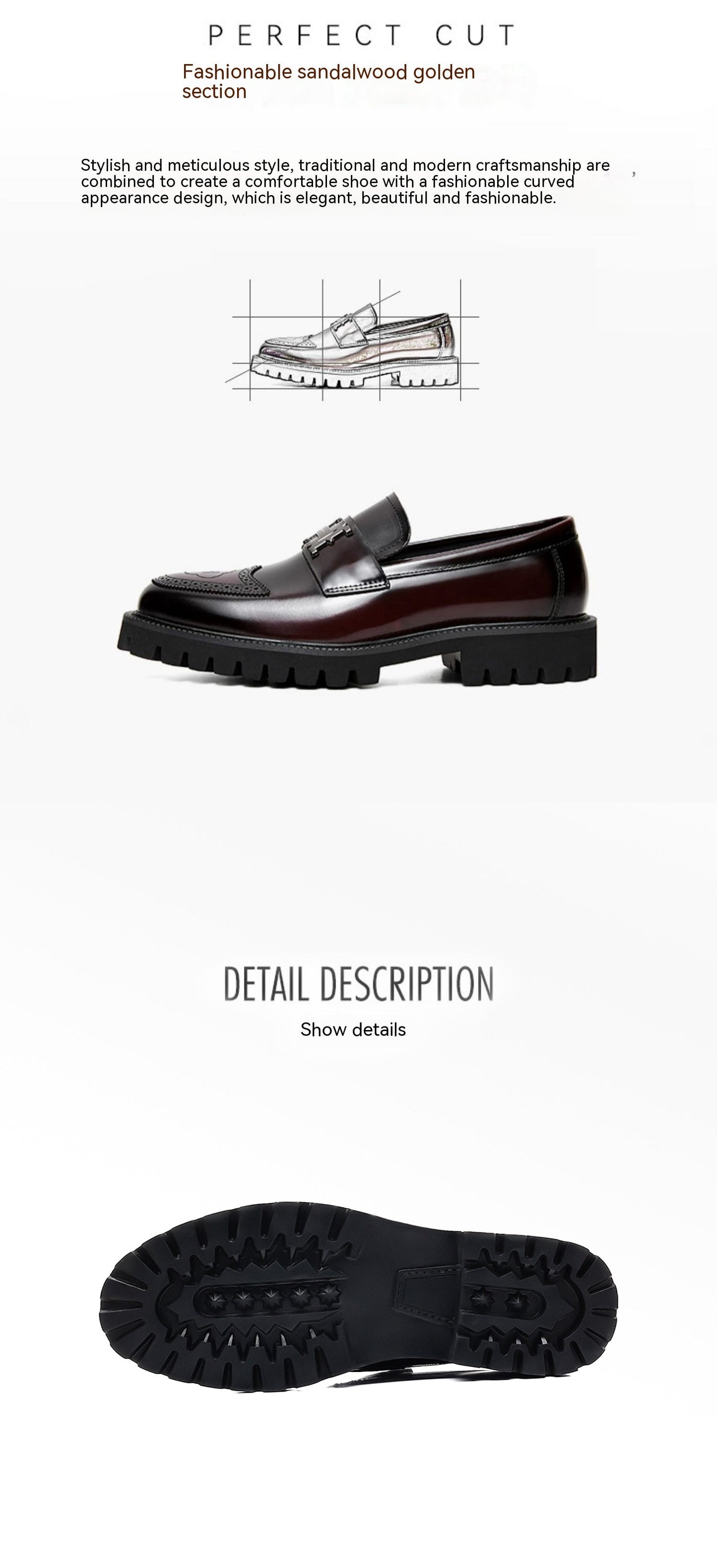 Men's Slit Beads Matte Craft Leather Shoes
