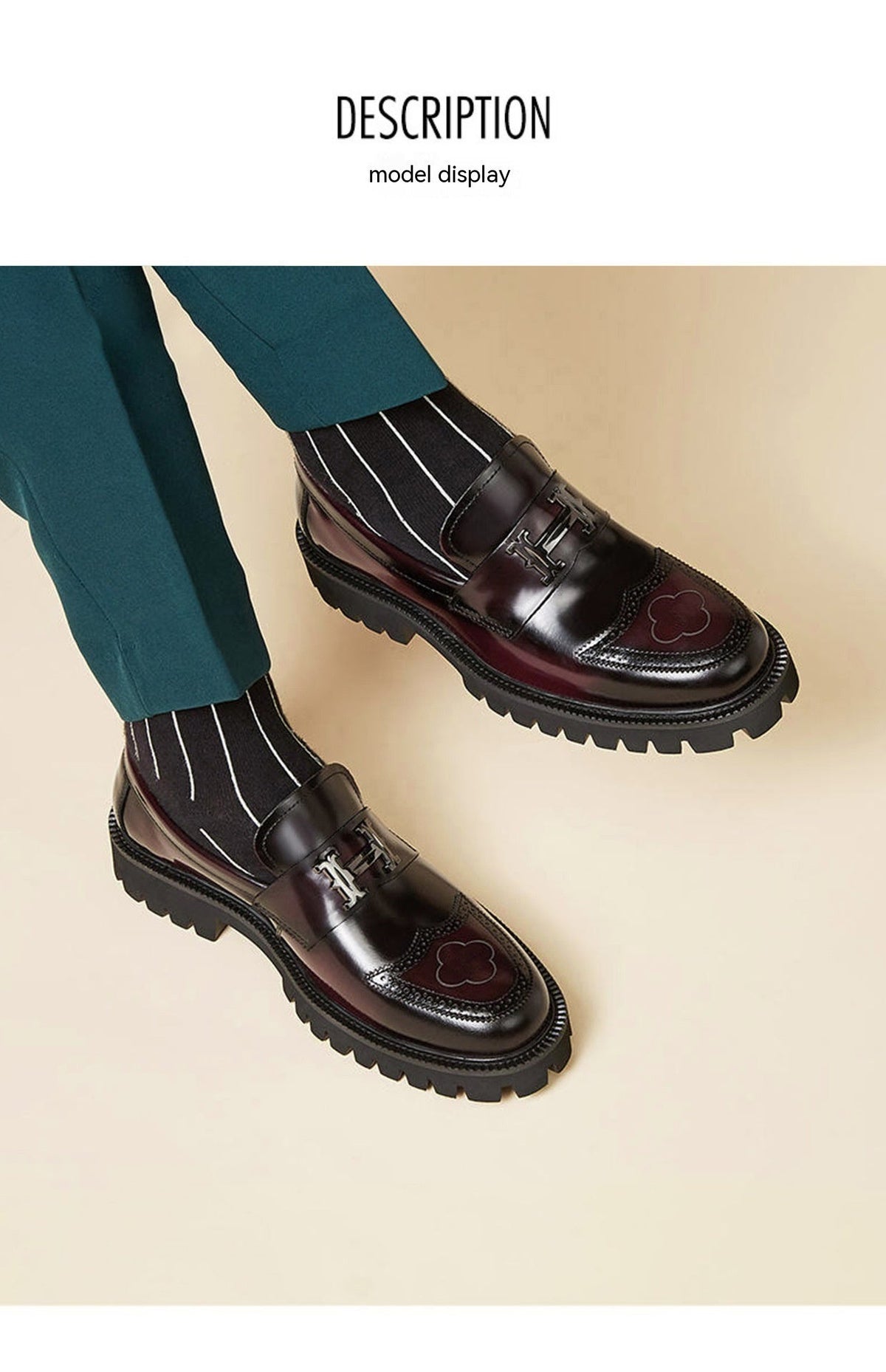Men's Slit Beads Matte Craft Leather Shoes
