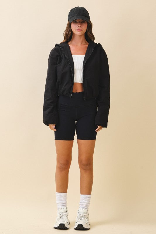 Cropped Hooded Zip-Up Puffer Jacket See size chart under “more details”