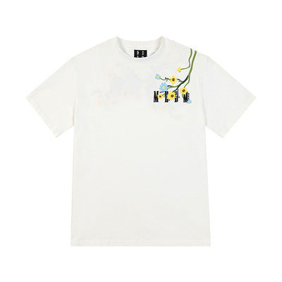 Floral Embroidered Short-Sleeved T-Shirt