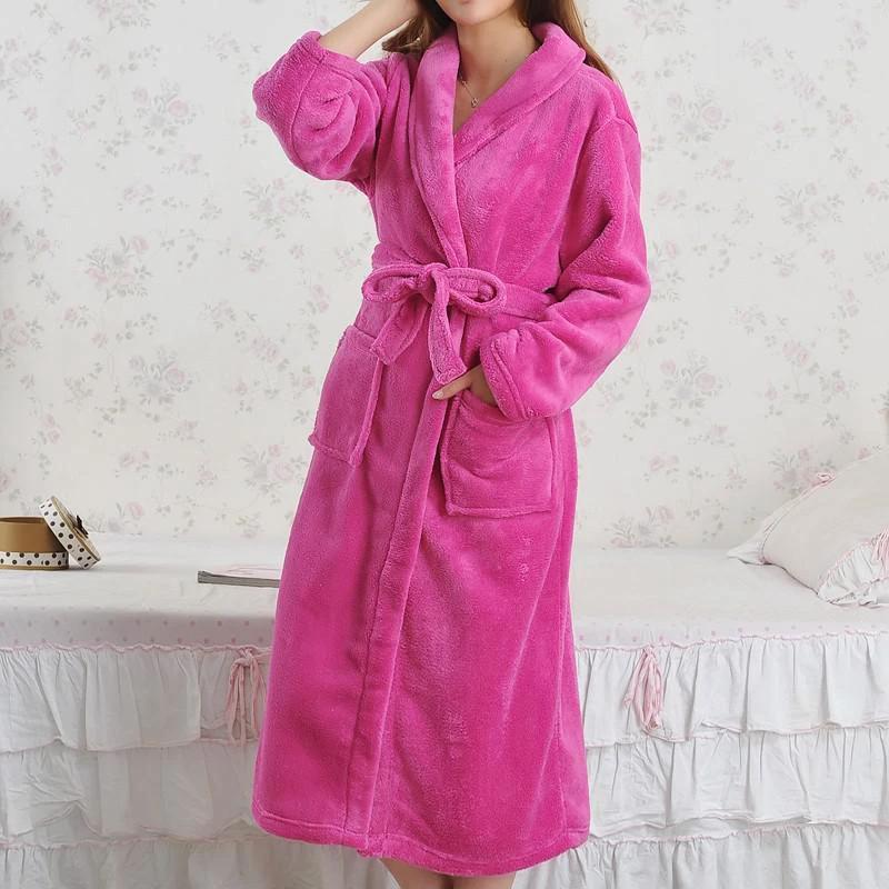 Coral Fleece Pajamas Women Thickened Flannel Long-sleeved Men's Bathrobes Home Clothes