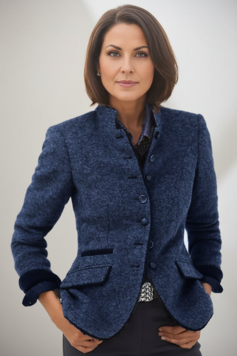 Chaqueta de lana para mujer con bloques de color – Abrigo elegante casual con múltiples botones