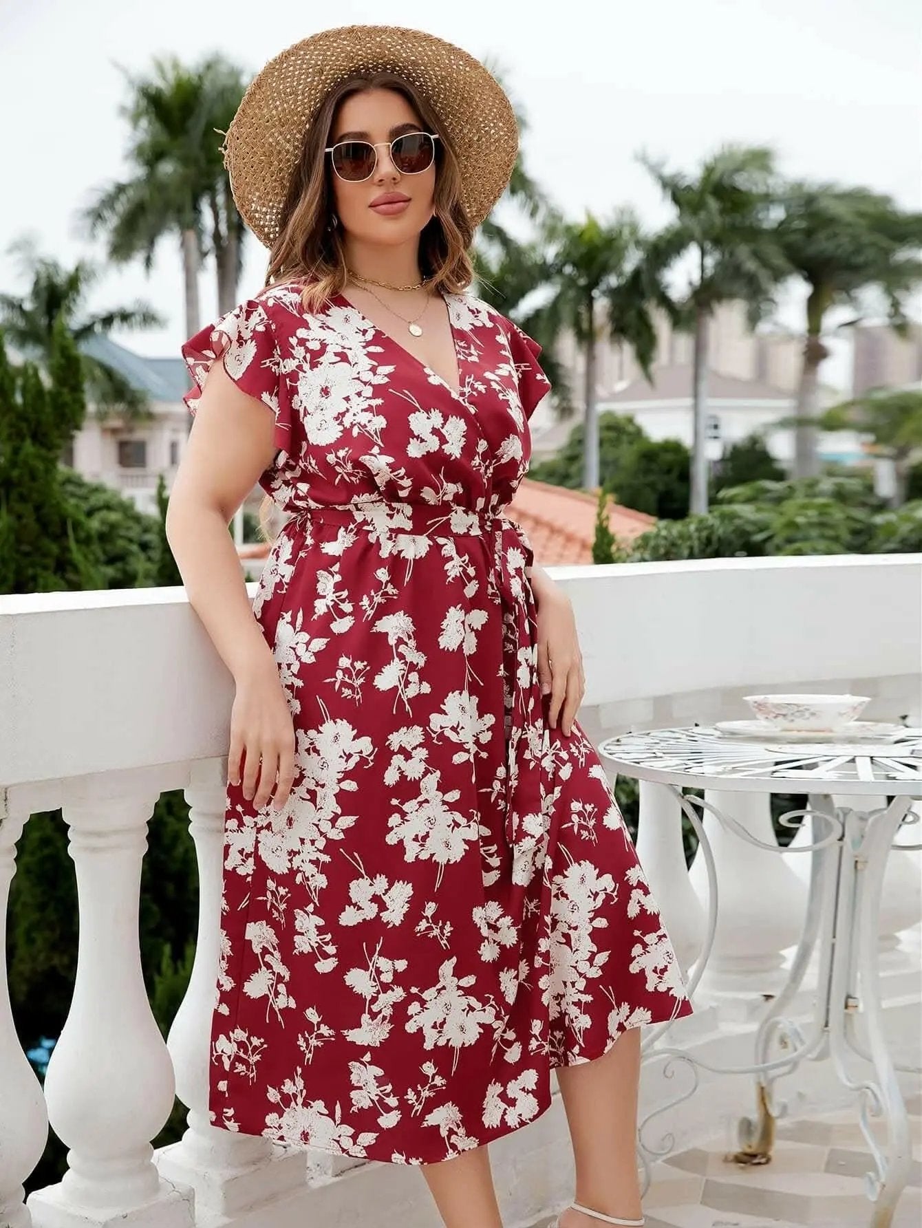 Dresses Trendsi Floral Plus Size Midi Dress - Women's Trendy Style