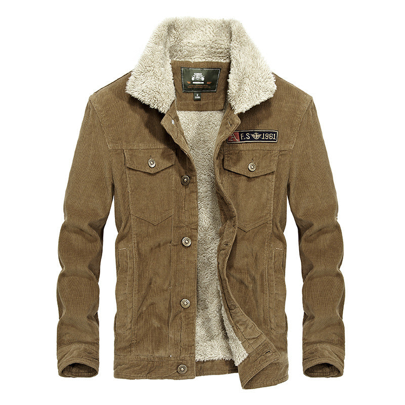 Men's Corduroy Jacket with Fleece Lining (Plus Size)