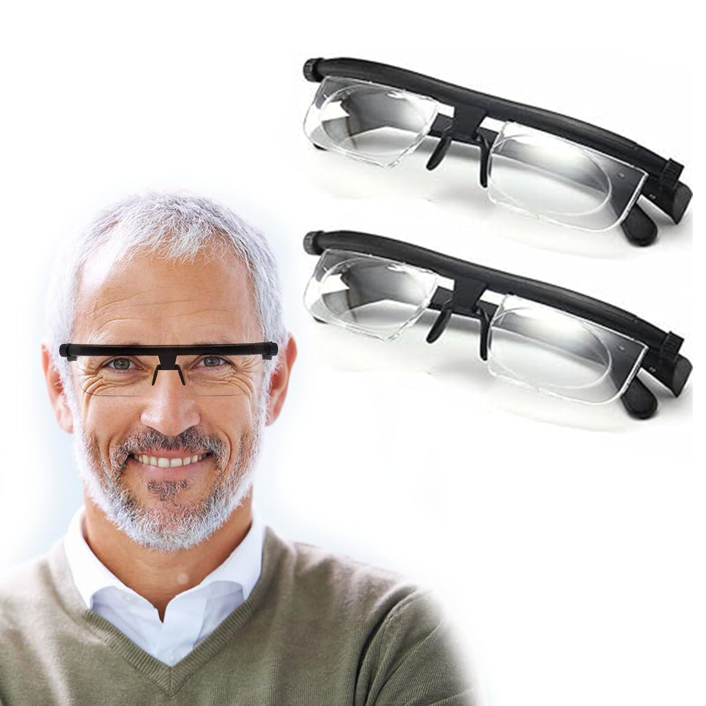 Flex Focal Adjustable Glasses Dial VisionFlex Focus Adjustable Glasses Dial Vision Adjustable Vision Eyeglasses Near and Far Sight For Men And Women-2pcs
