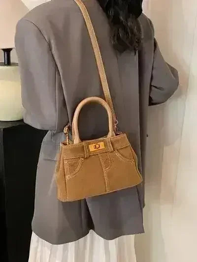 Stylish Suede Handbag – Adjustable Strap & Dual-Use Design