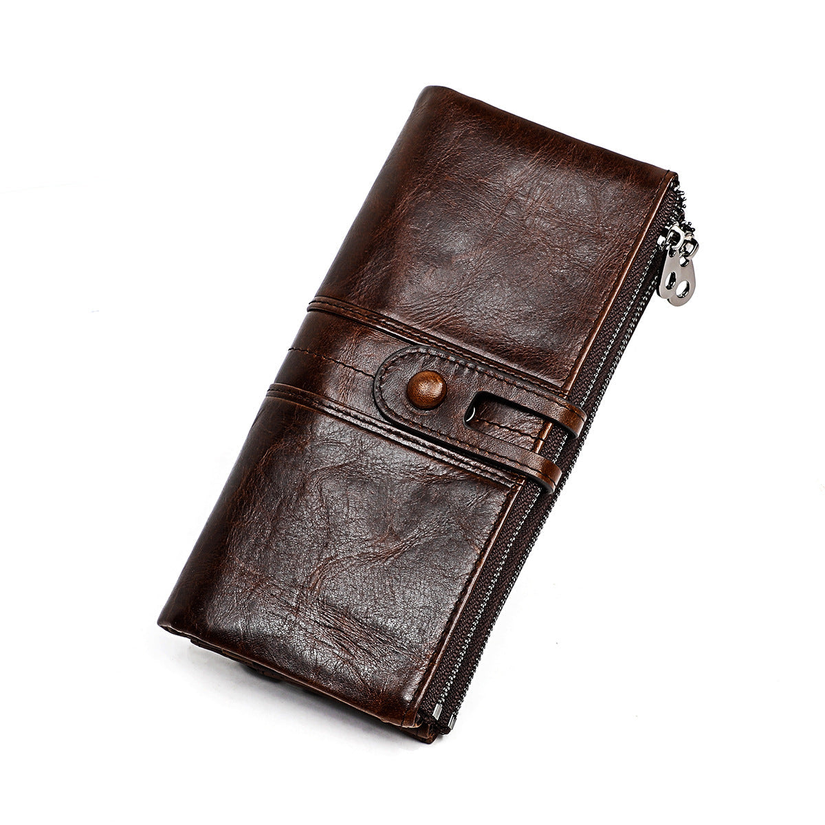Unisex Top Layer Leather Tri-Fold Wallet