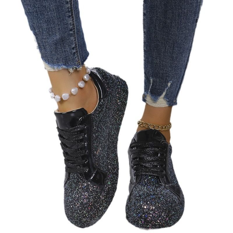 Women's Sequined Casual Lace-Up Sneakers