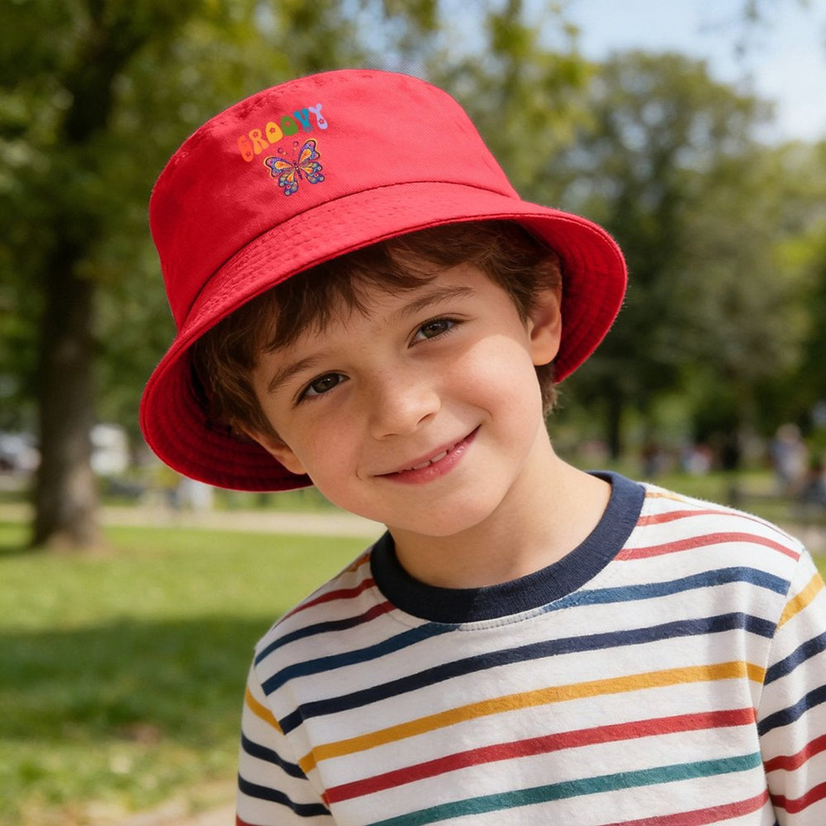 Groovy Butterfly Children’s Bucket Hat (Front Printing)