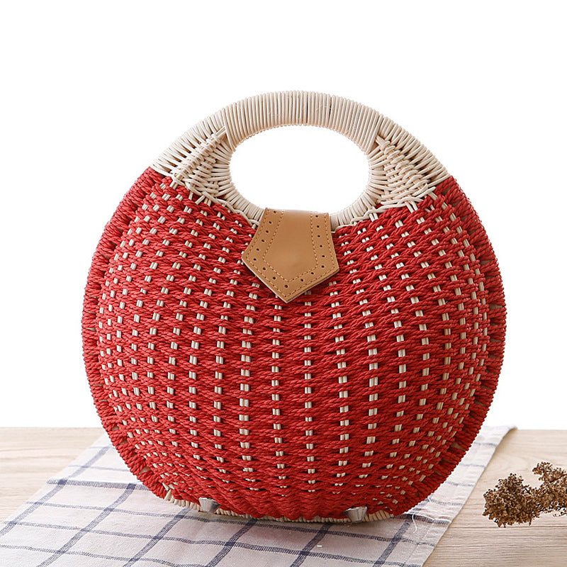 Women's Woven Rattan Travel Handbag Travel Bag