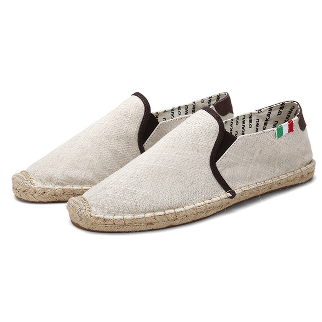 Men's straw canvas shoes
