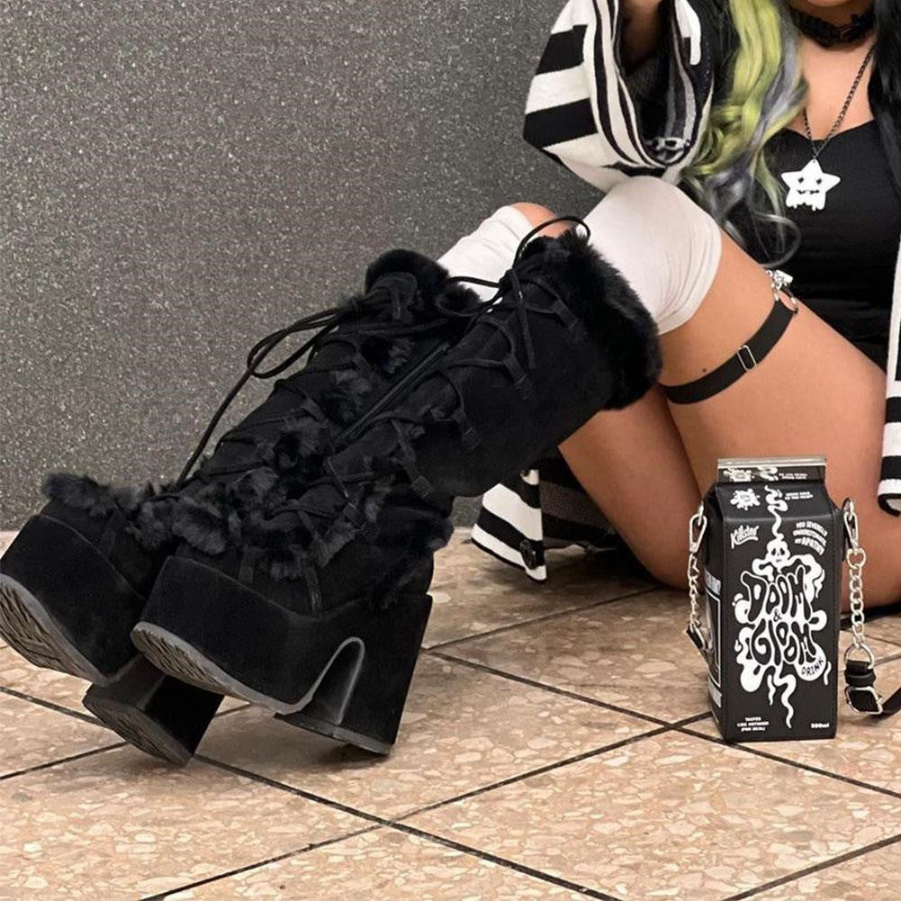 Women's Platform High-Heel Mid Tube Boots