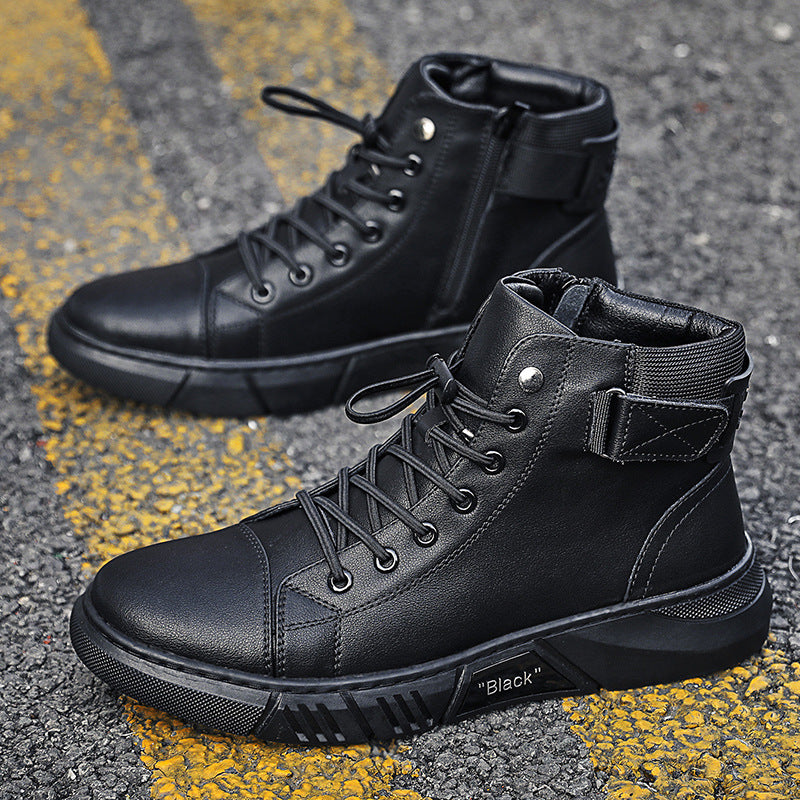Men's Martin Plus Cashmere Leather High-Top Sneakers