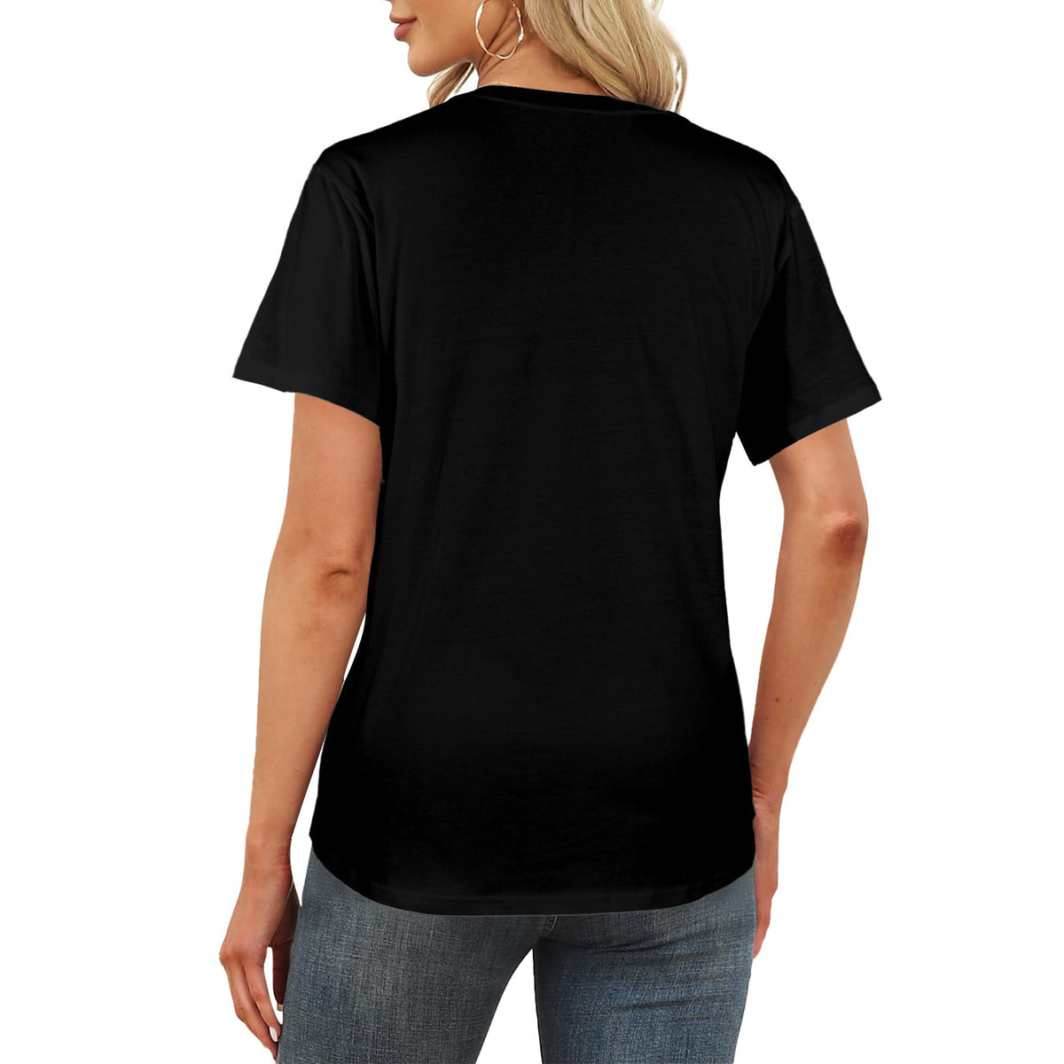 Merry Christmas Arabesque Tile Women's Black T-Shirt (Made in USA)