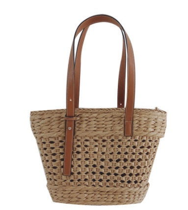 Women's Hollow Handmade Zipper Woven Travel Bag