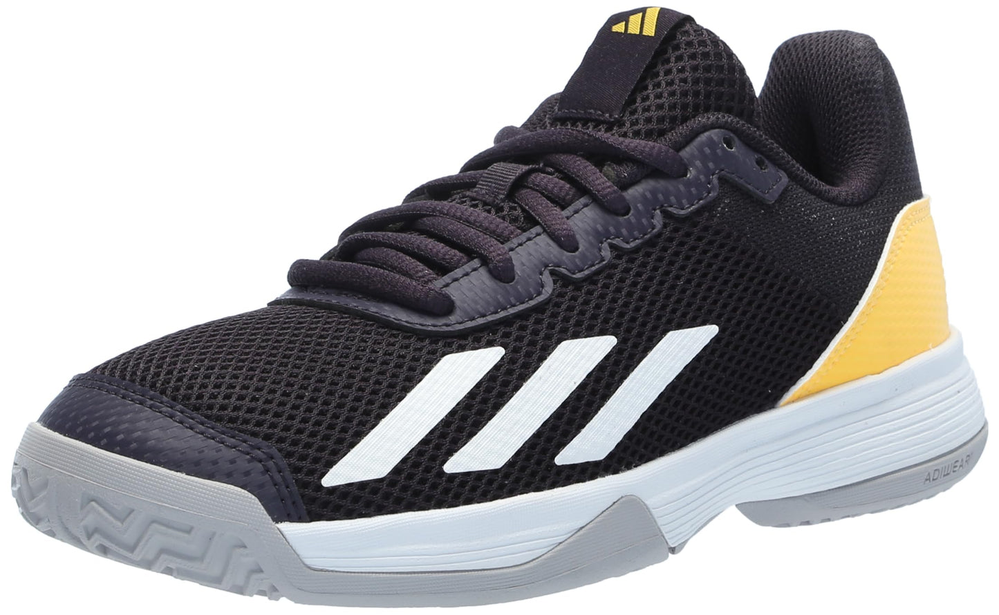 adidas Court Flash Tennis Sneaker Aurora Black/White/Spark 1.5 US Unisex Little Kid