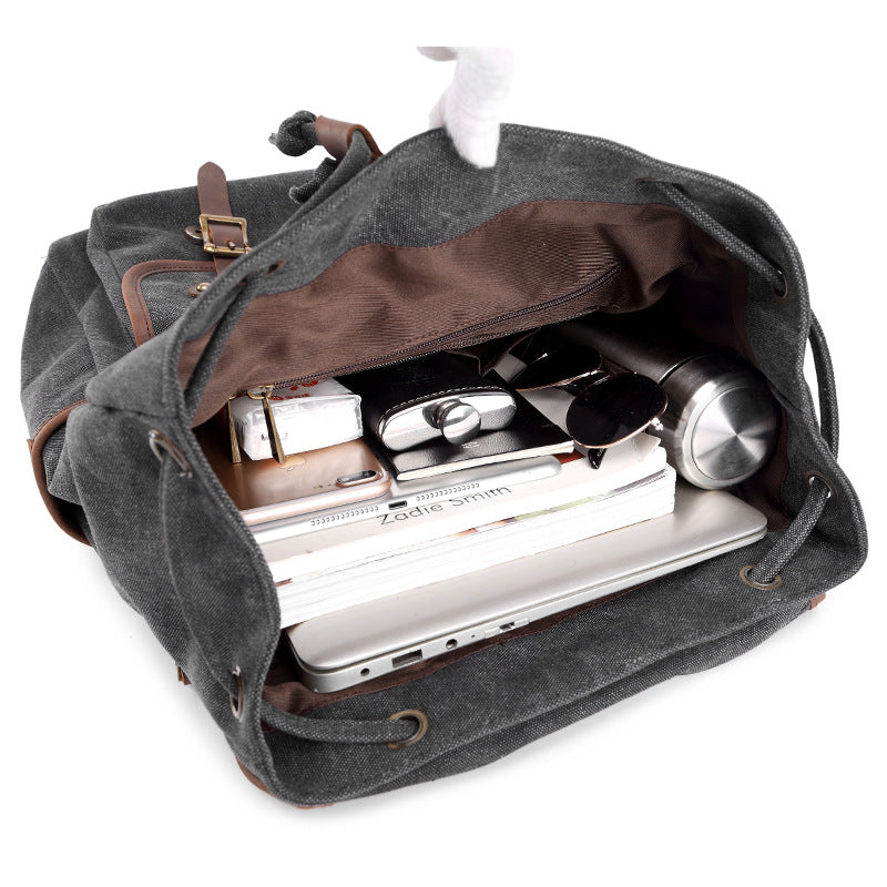Unisex Canvas Backpack Oil Wax Outdoor Travel