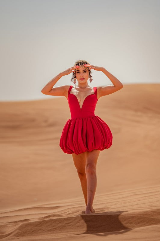 Red in the Desert Bubble Dress See size chart under “more details”