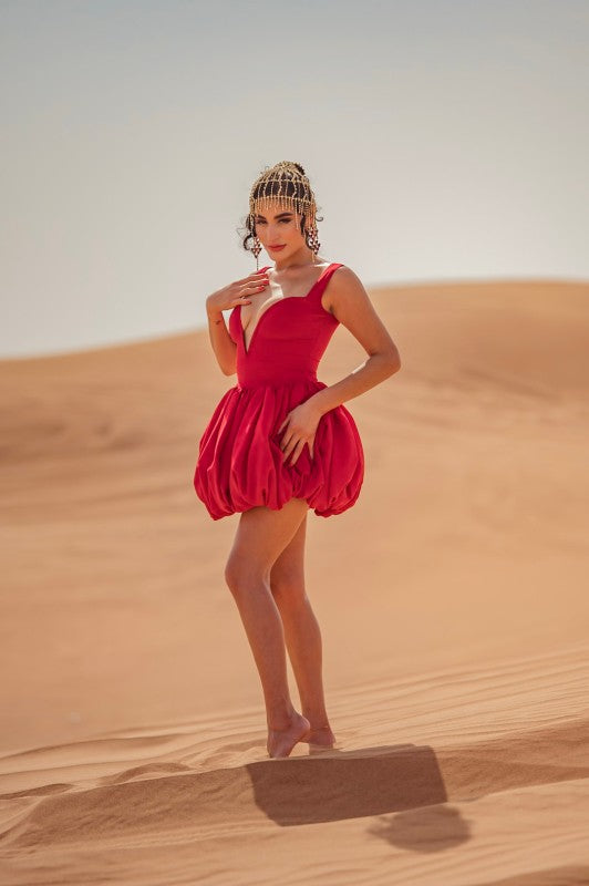 Red in the Desert Bubble Dress See size chart under “more details”
