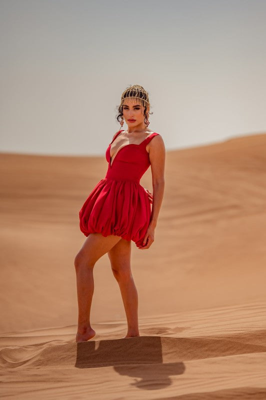 Red in the Desert Bubble Dress See size chart under “more details”