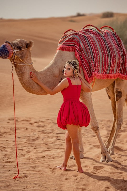 Red in the Desert Bubble Dress See size chart under “more details”
