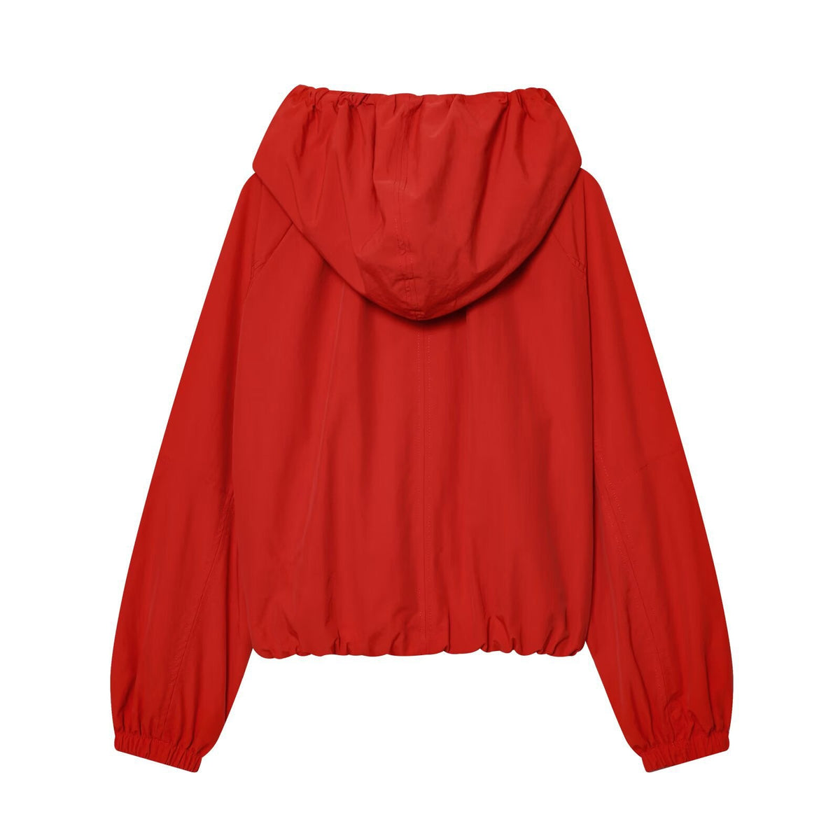 Women's Jacket Crimson Red Hooded Windbreaker BYMANYC ® New York SOHO RED DRAWSTRING WINDBREAKER - New Collection