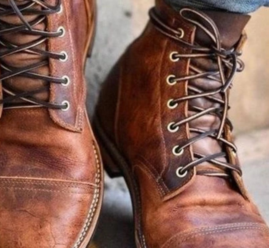 European And American Extended-Size Lace-Up Low Boots