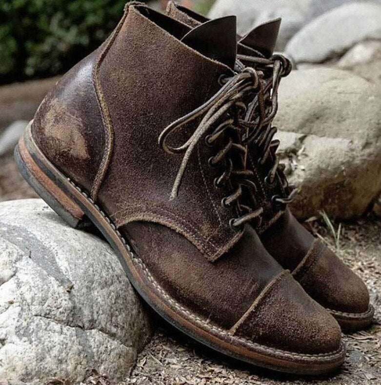 Front Strap Round-Toe Motorcycle Boots