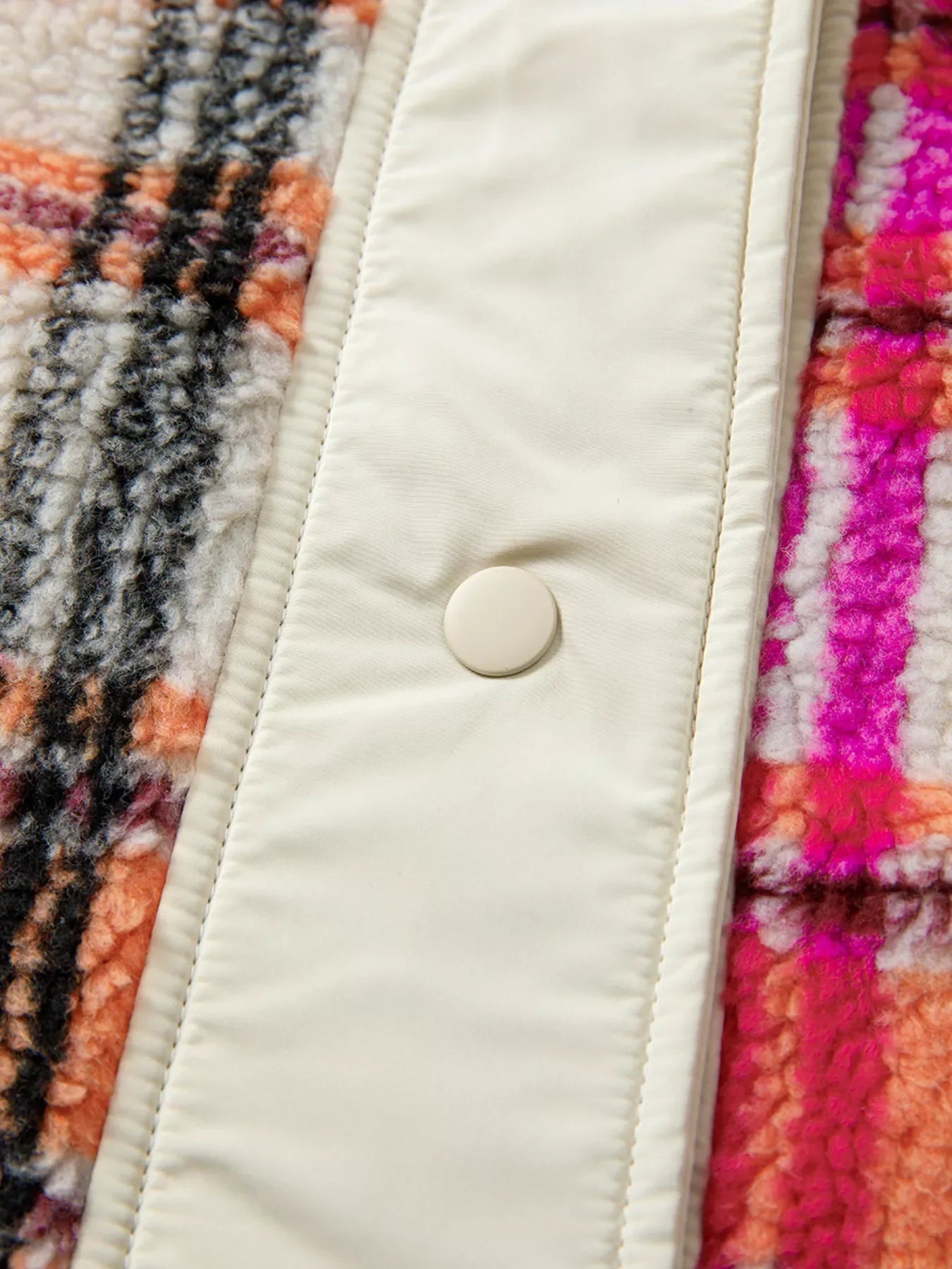 Sherpa Plaid Snap Down Vest Coat