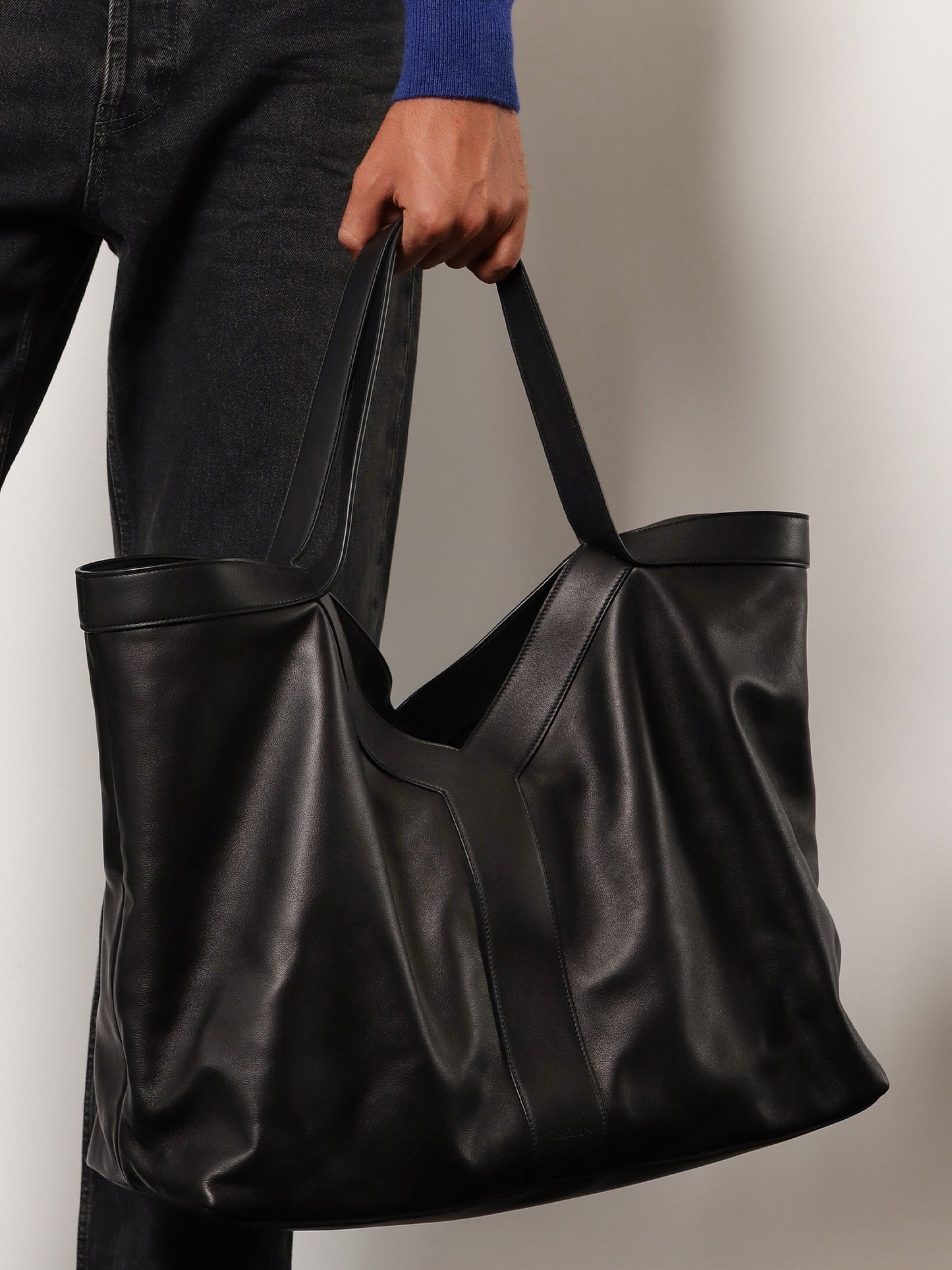 Saint Laurent Men Y Oversize Leather Tote Bag