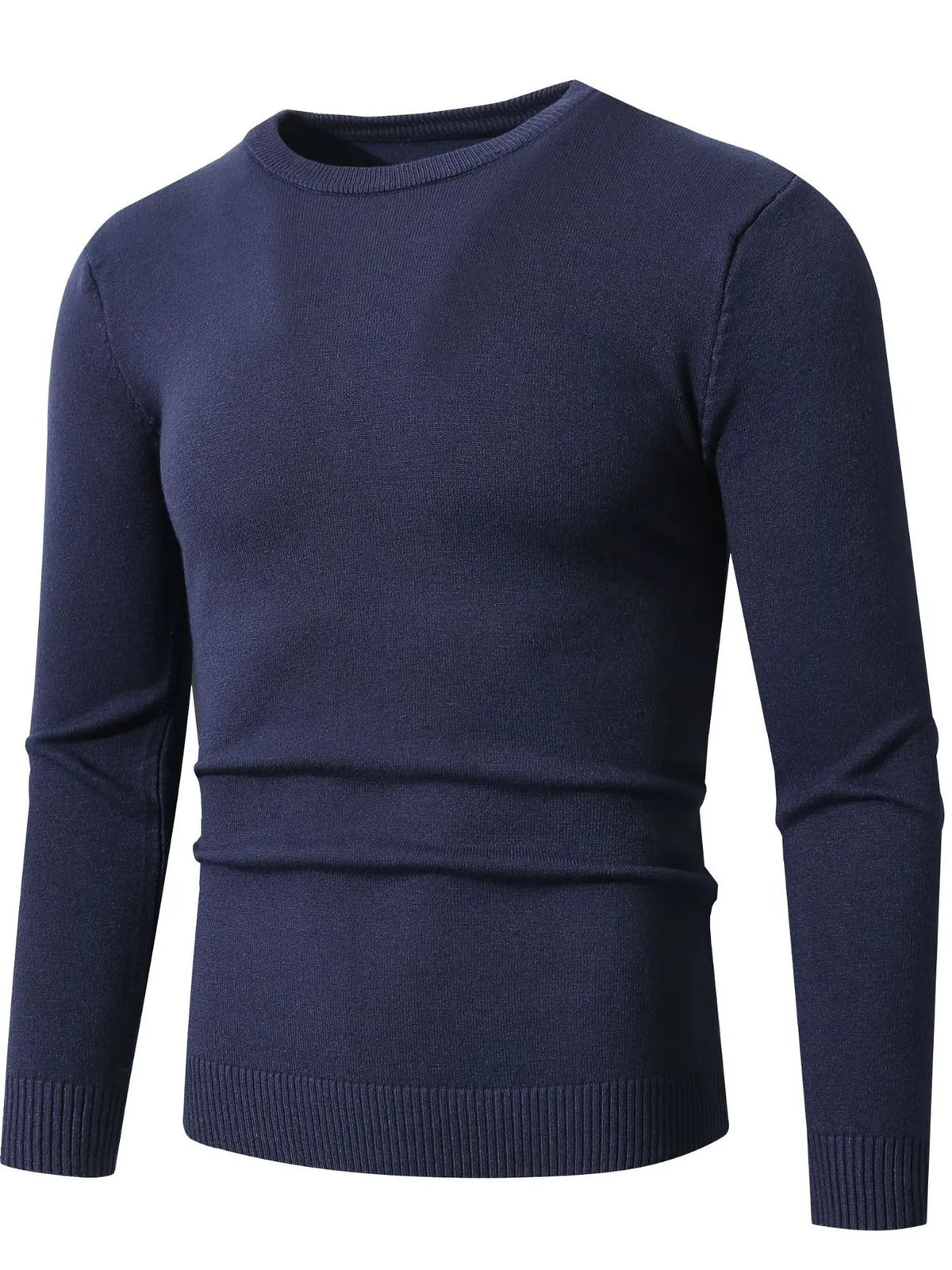 Men's Plus Size Ribbed Hem Long Sleeve Sweater
