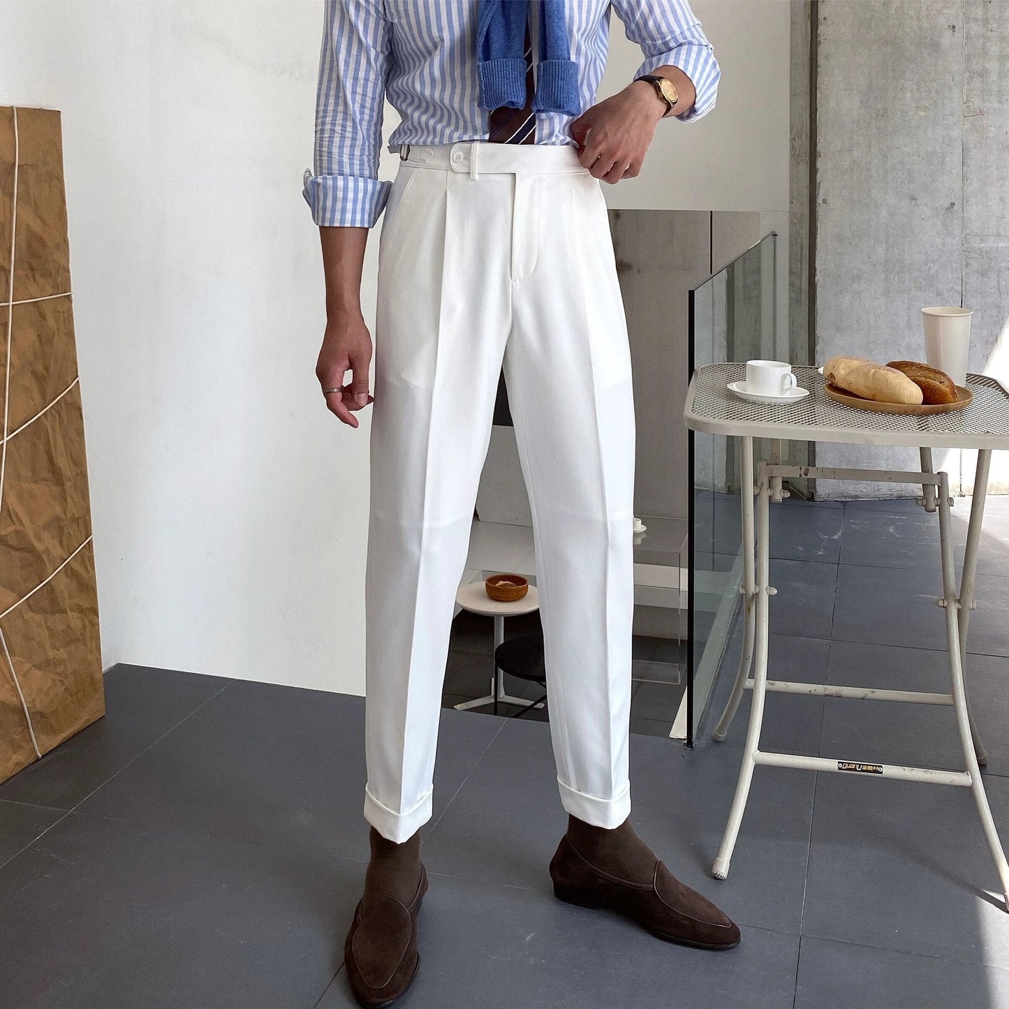 Men's High Waist Business Casual Straight-leg Pants