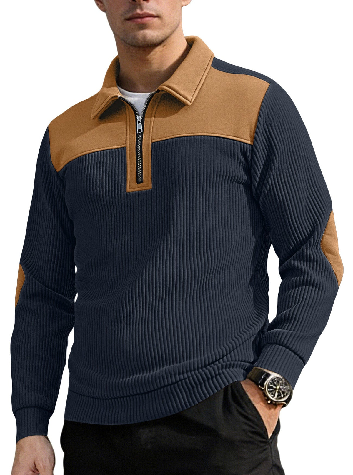 Amazon European And American Cross-Border New Knitwear Lapel Stitching Embroidery Casual Commuting Sports Autumn And Winter Zipper Sweatshirt