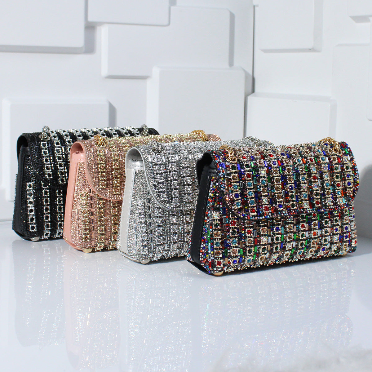 Diamond-Embedded Crossbody Travel Bag