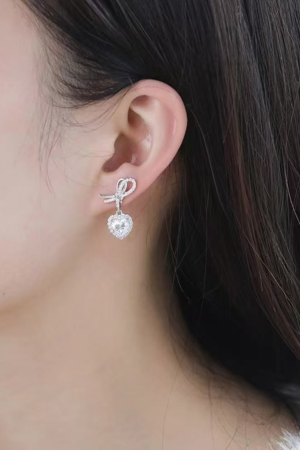 Pendientes de Corazón de Moissanita de 2 Quilates de Plata de Ley 925