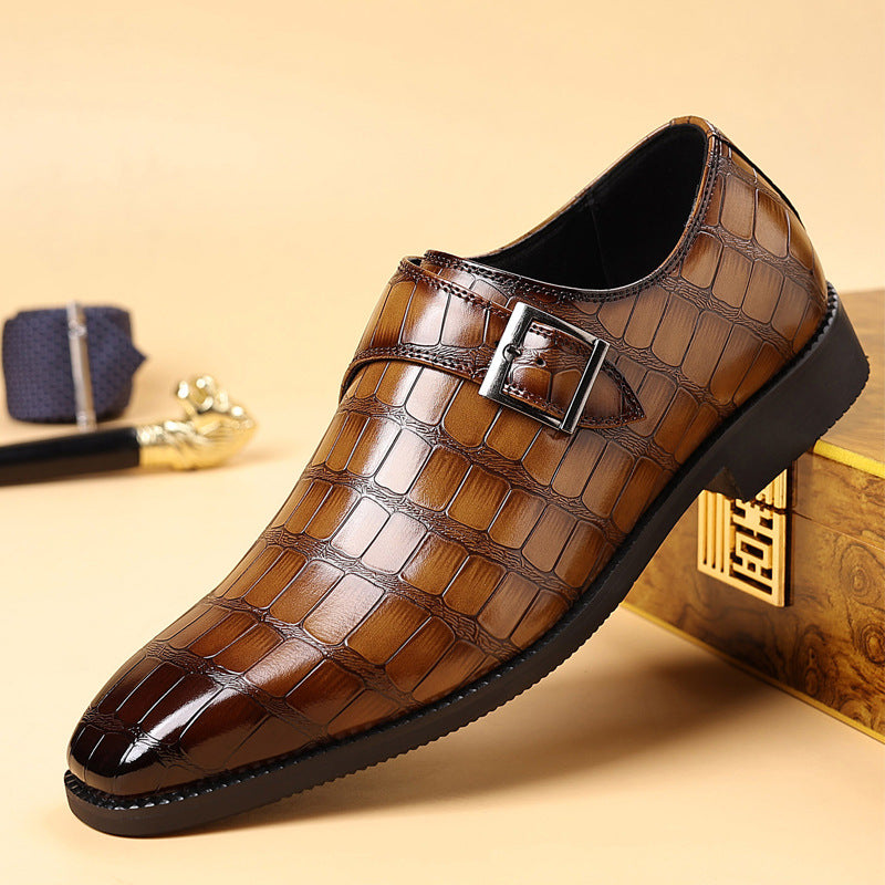 British-style Casual Solid-color Textured Men's Dress Shoes
