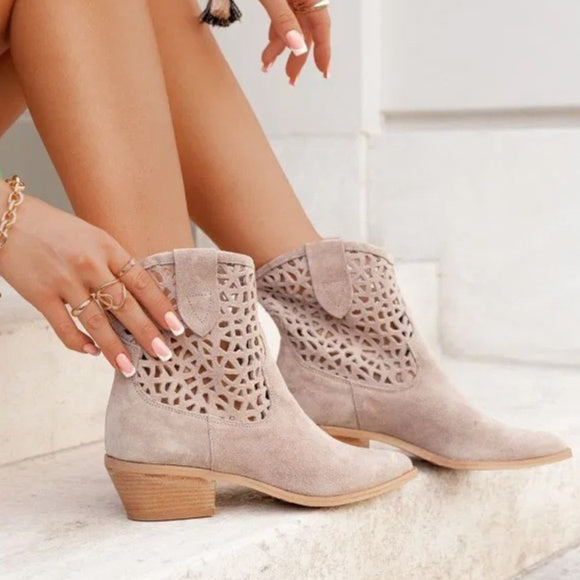 Botines de tacón grueso para mujer, tallas grandes, con diseño calado. Ver tabla de tallas en "más detalles"