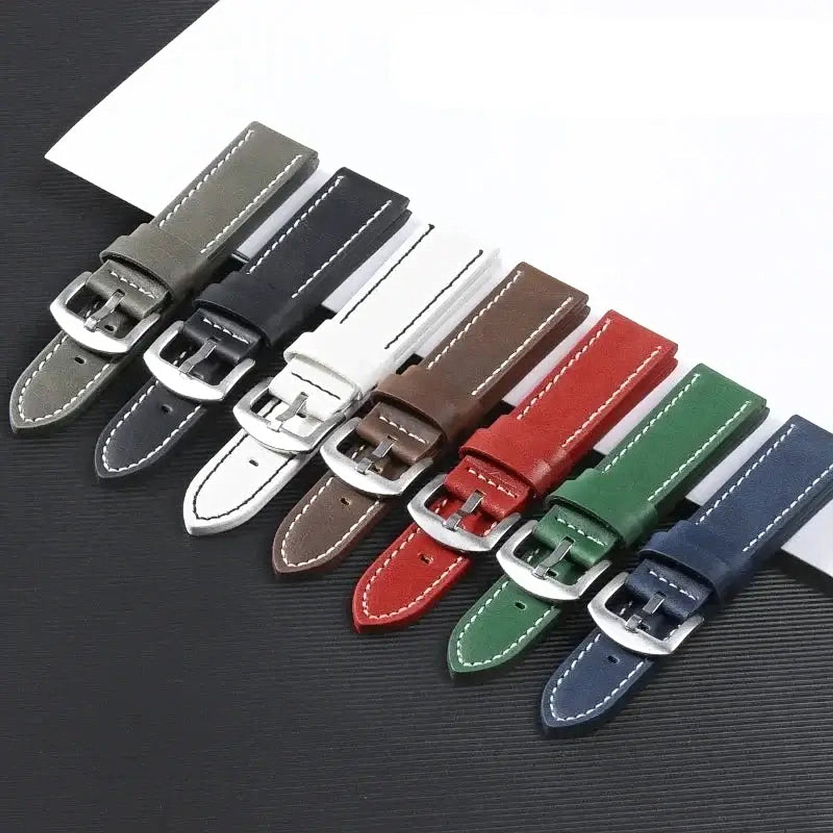 Suunto Race, Vertical & 9 Peak Leather Band with Stitching Options