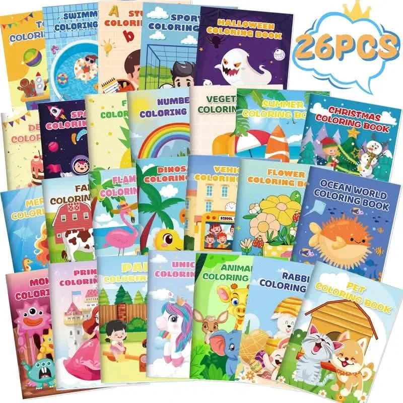 26-Pack: Coloring Books For Kids Ages 4-8, 8-12 Birthday Party Favors Gifts