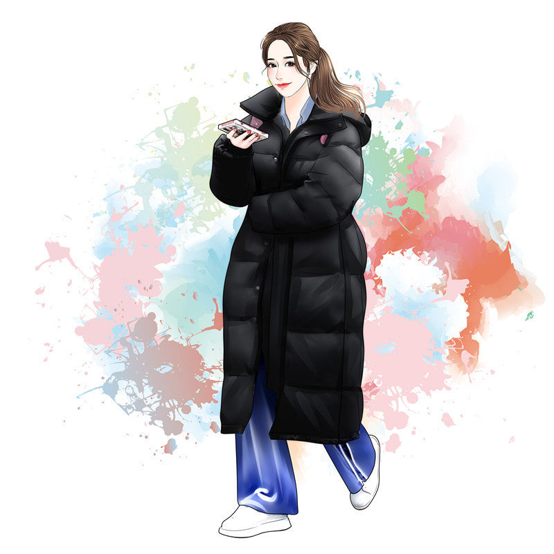 Couple Mid-length Overknee Down Jacket