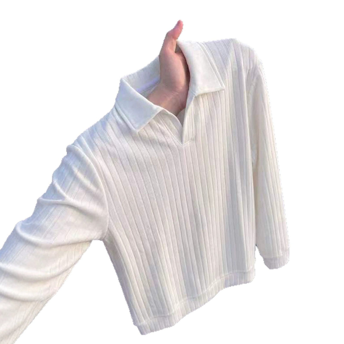 Old-money-style Vertical-striped Knit Mens American-style Long-sleeve Sweatshirt