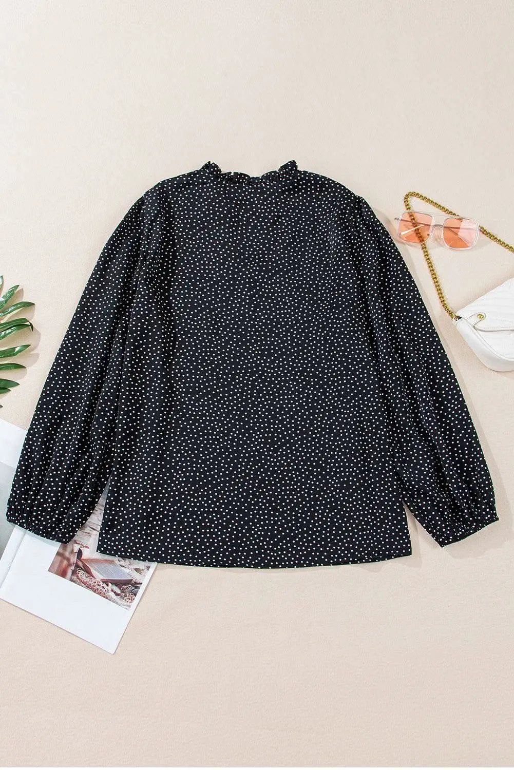 Pants Love Salve Black Leopard Print Women's Blouse V-Neck Stylish Plus Size Top