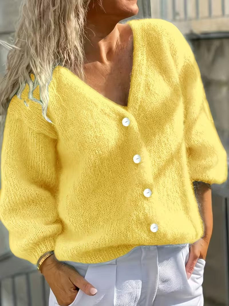 Simple Button-front Cardigan Sweater Jacket